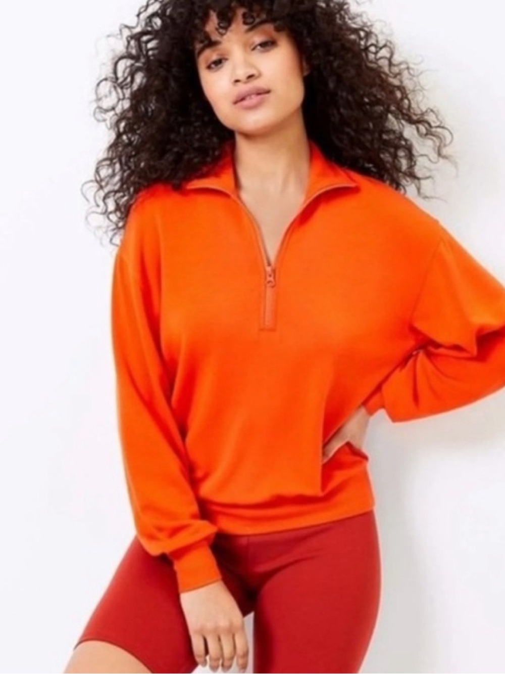Lou & Grey Scubasoft Half-Zip Pullover in Red/Orange Size Small